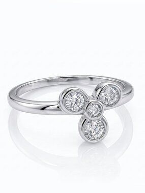 Three Round Stone Ring, 925 Sterling Silver Charmed Aroma size 7